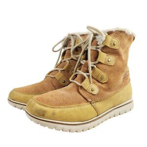 Sorel Womens Size 9.5 Waterproof Tan Winter Boots Faux Fur Lining